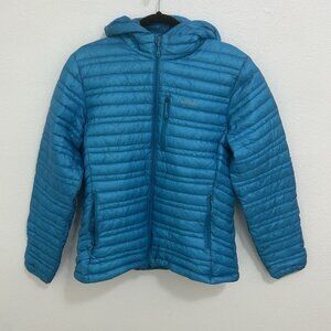 Patagonia Goose Down M’s Ultralight Hoody Women’s Sz L Full Zip Blue Fill Jacket